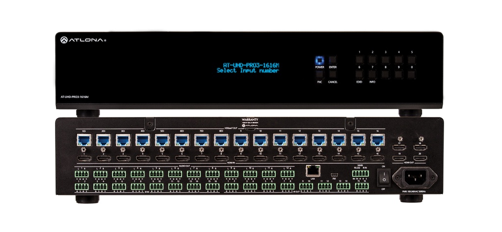 ATLONA UHD-PRO3-1616M 4K/UHD 16X16 HDMI TO HDBASET MATRIX SWITCHER